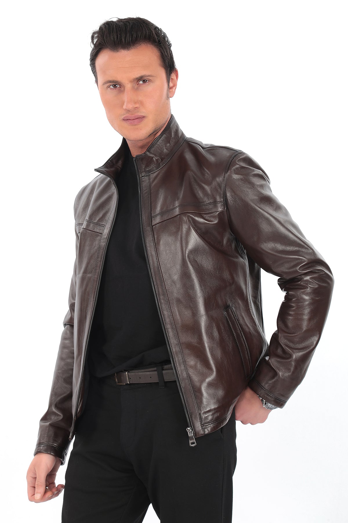 CORVIN Brown Genuine Leather Jacket