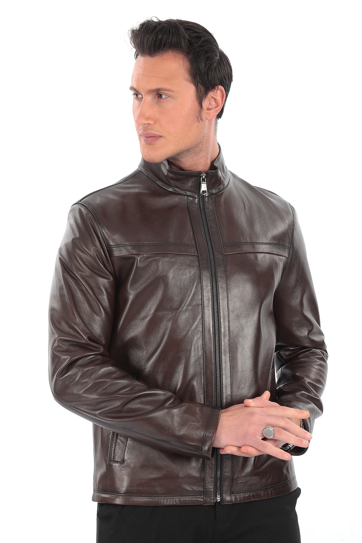 CORVIN Brown Genuine Leather Jacket