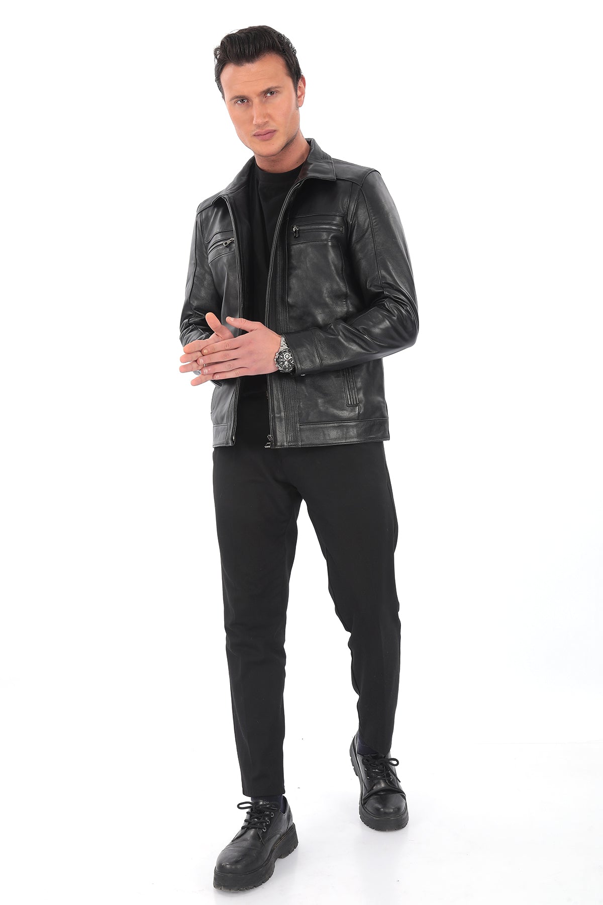 RAYDEN Black Genuine Lambskin Leather Jacket
