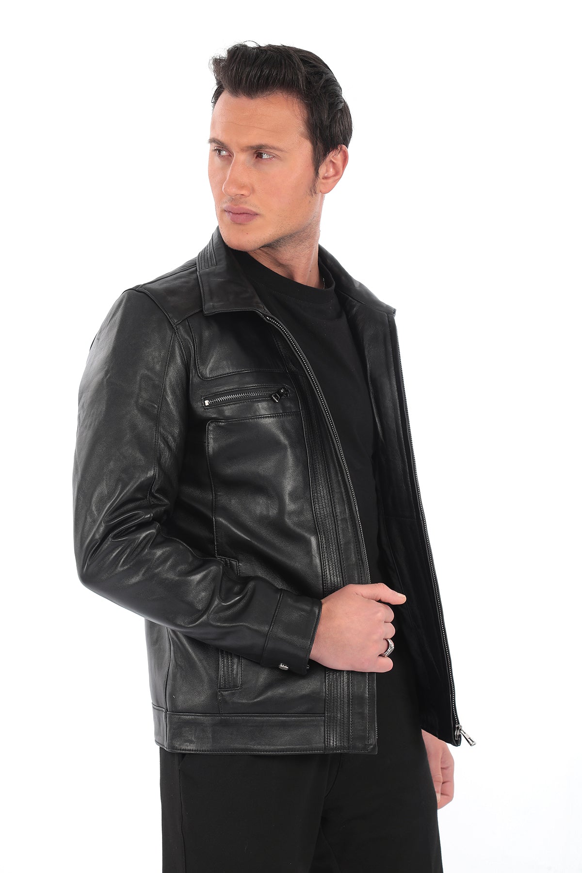 RAYDEN Black Genuine Lambskin Leather Jacket