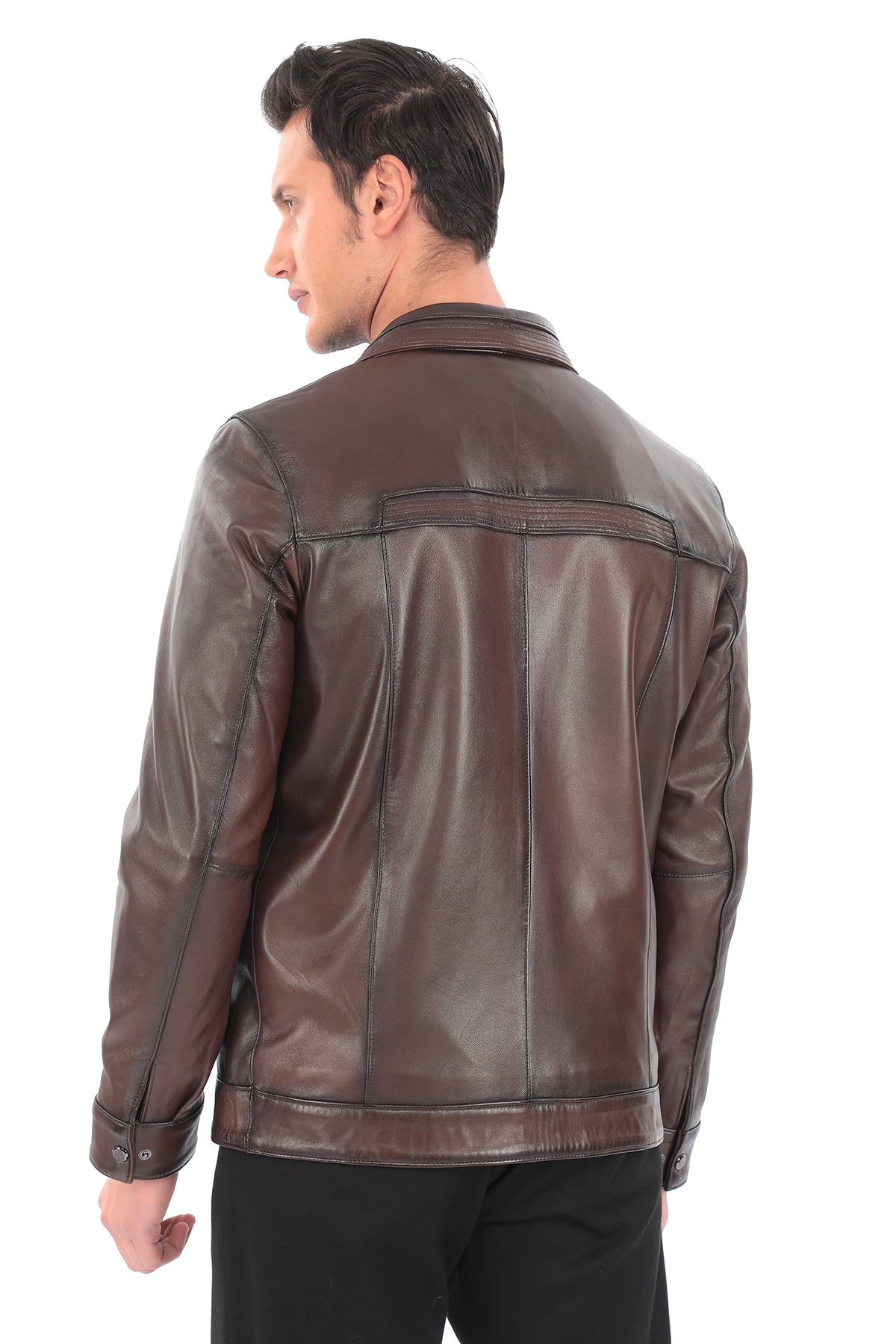 RAYDEN Brown Genuine Lambskin Leather Jacket