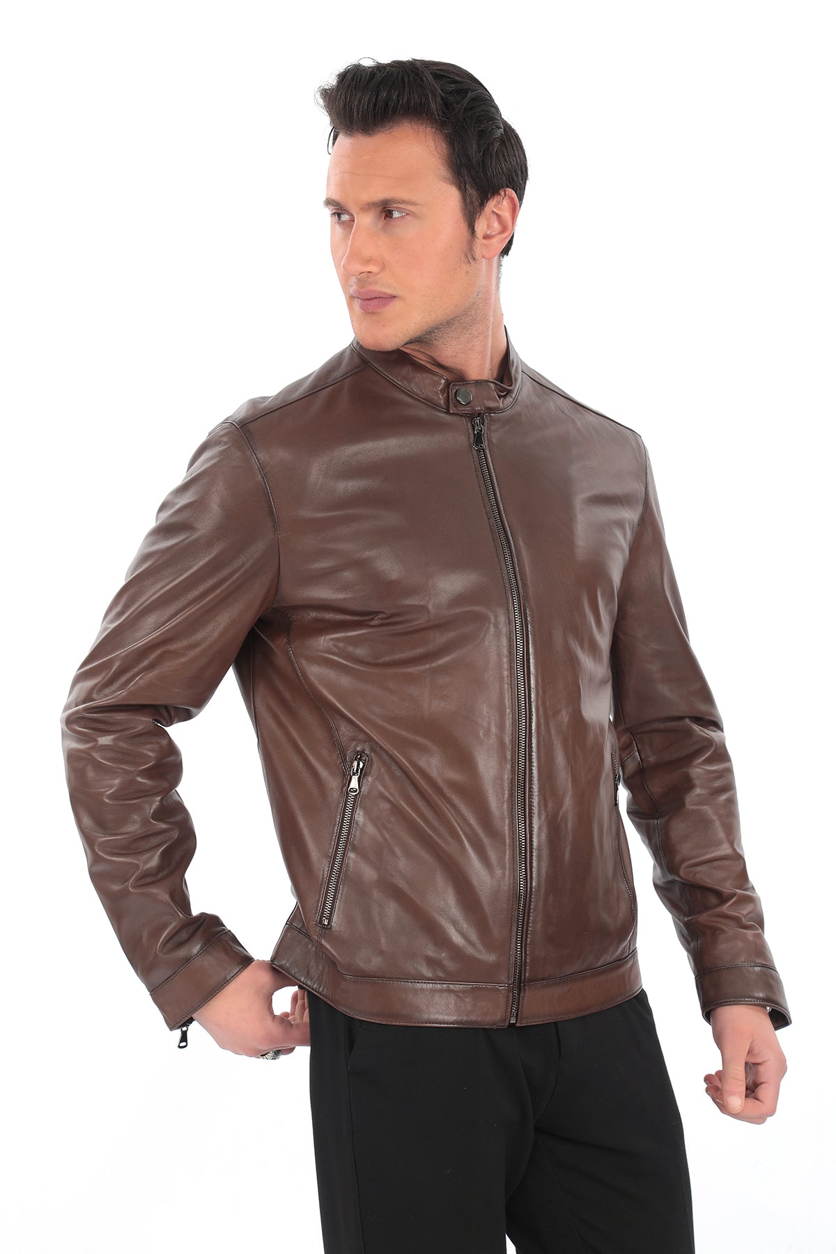 VANCE Brown Genuine Leather Jacket