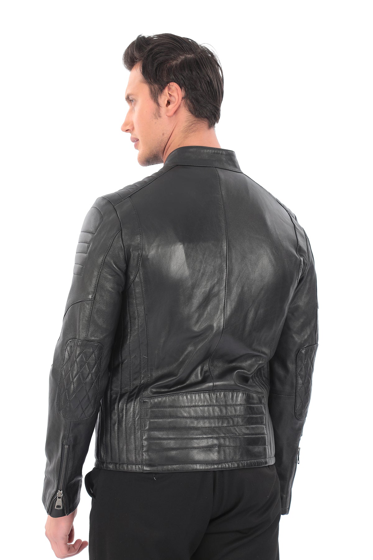 RAVEN Black Genuine Leather Biker Jacket