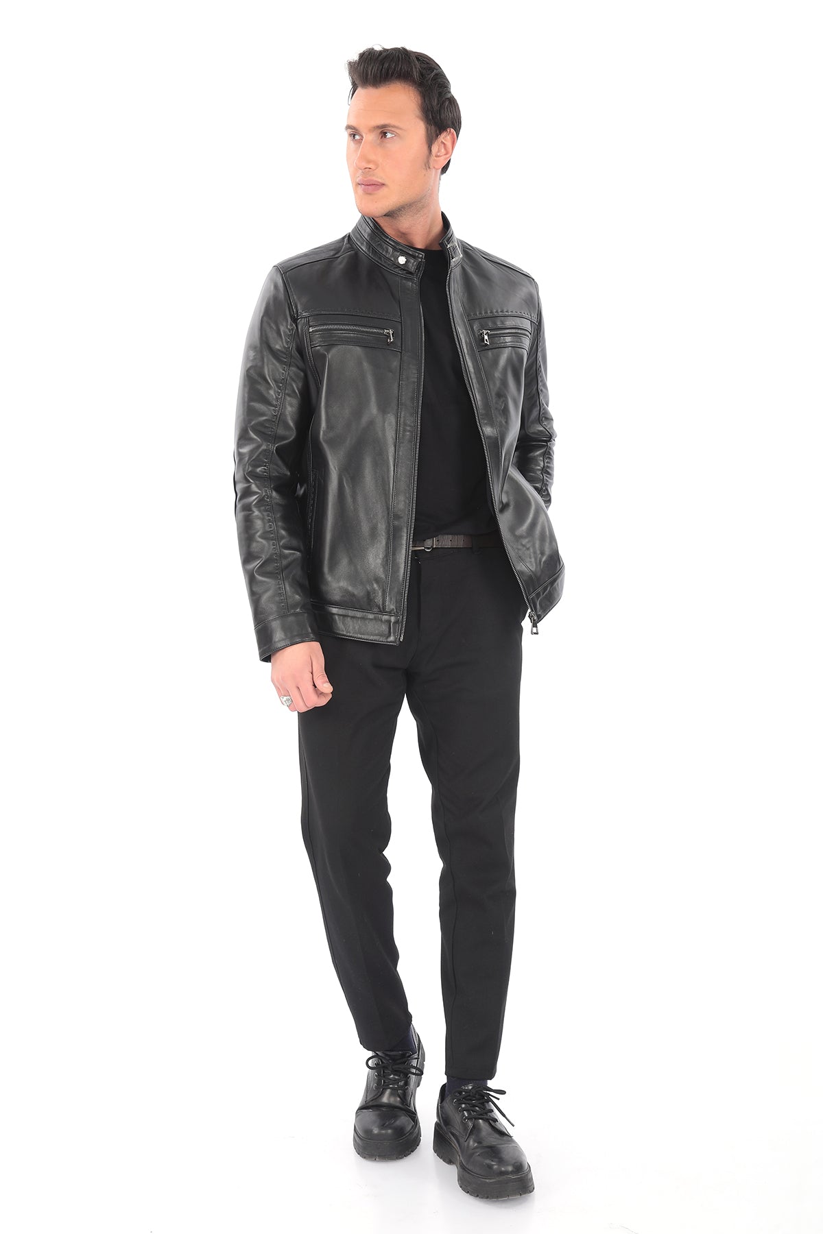 VORTEX Black Genuine Lambskin Leather Jacket