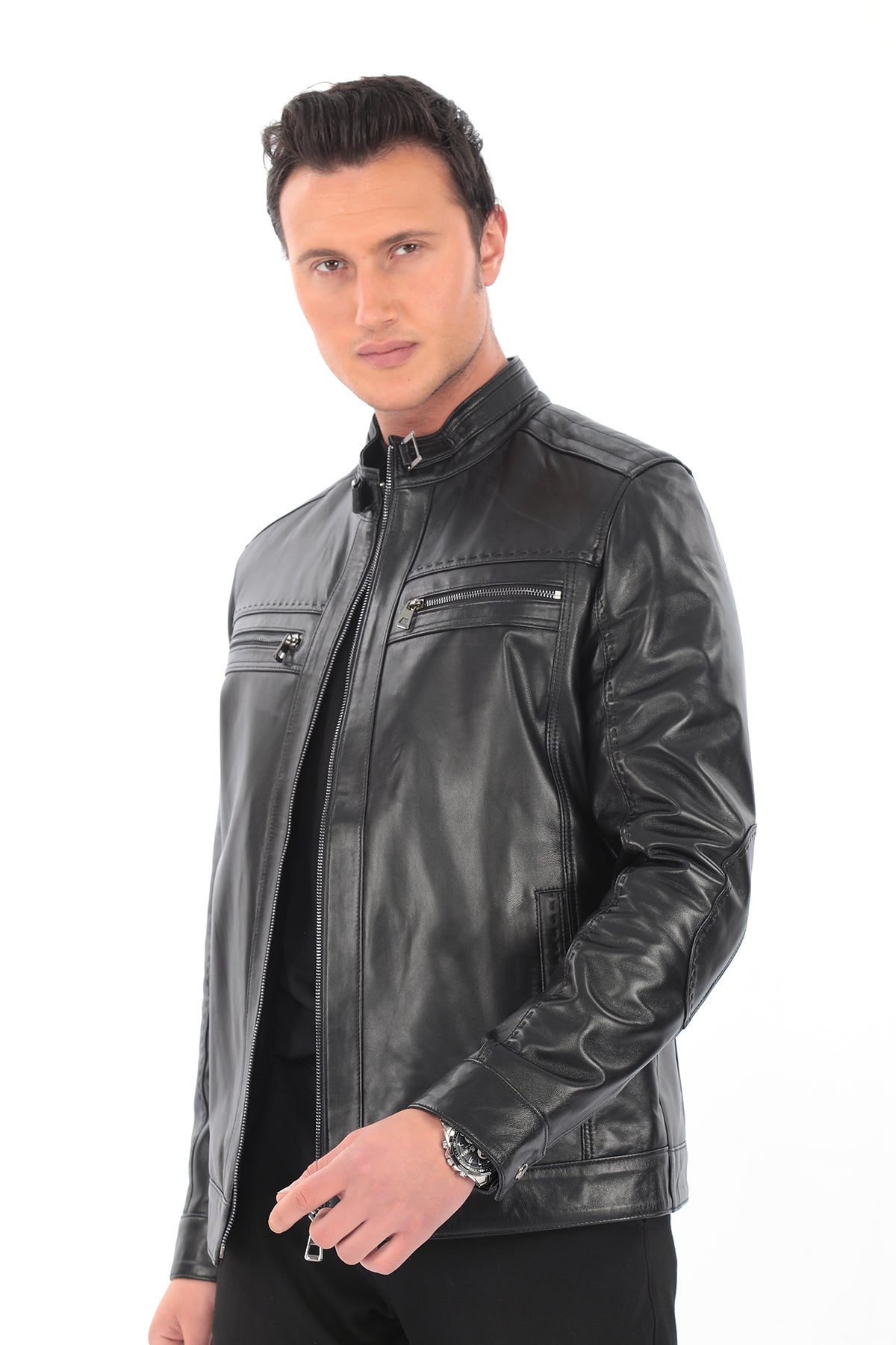 VORTEX Black Genuine Lambskin Leather Jacket
