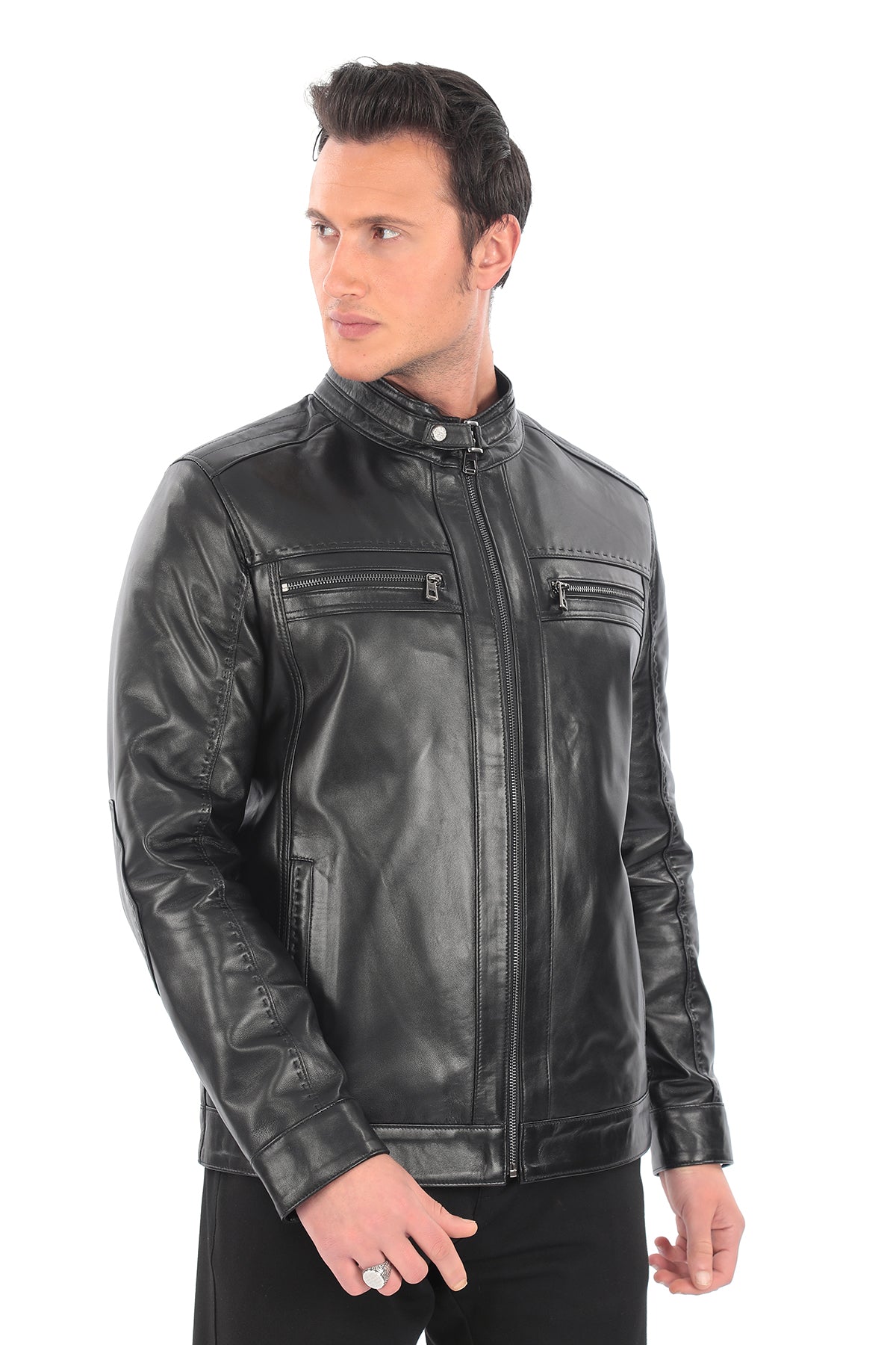 VORTEX Black Genuine Lambskin Leather Jacket