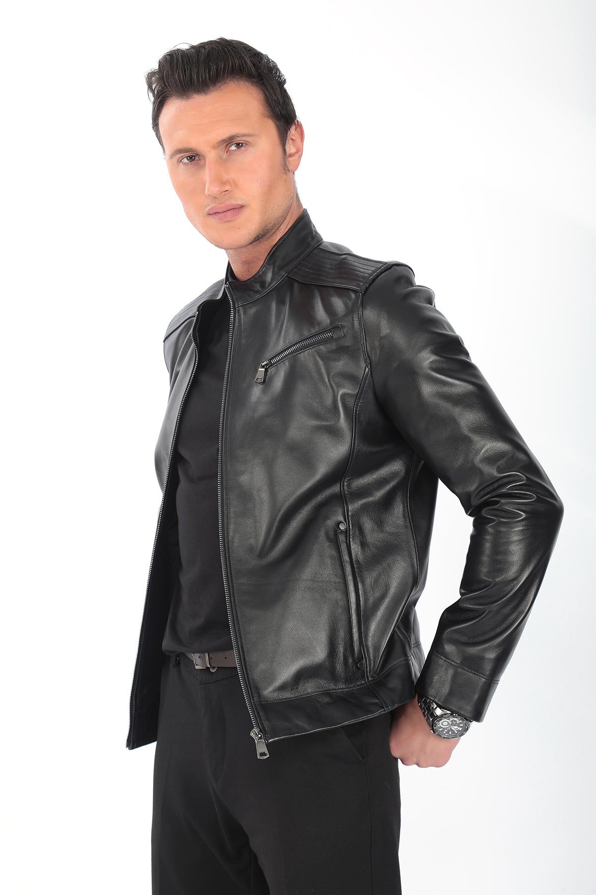 ASTOR Black Genuine Leather Jacket Black