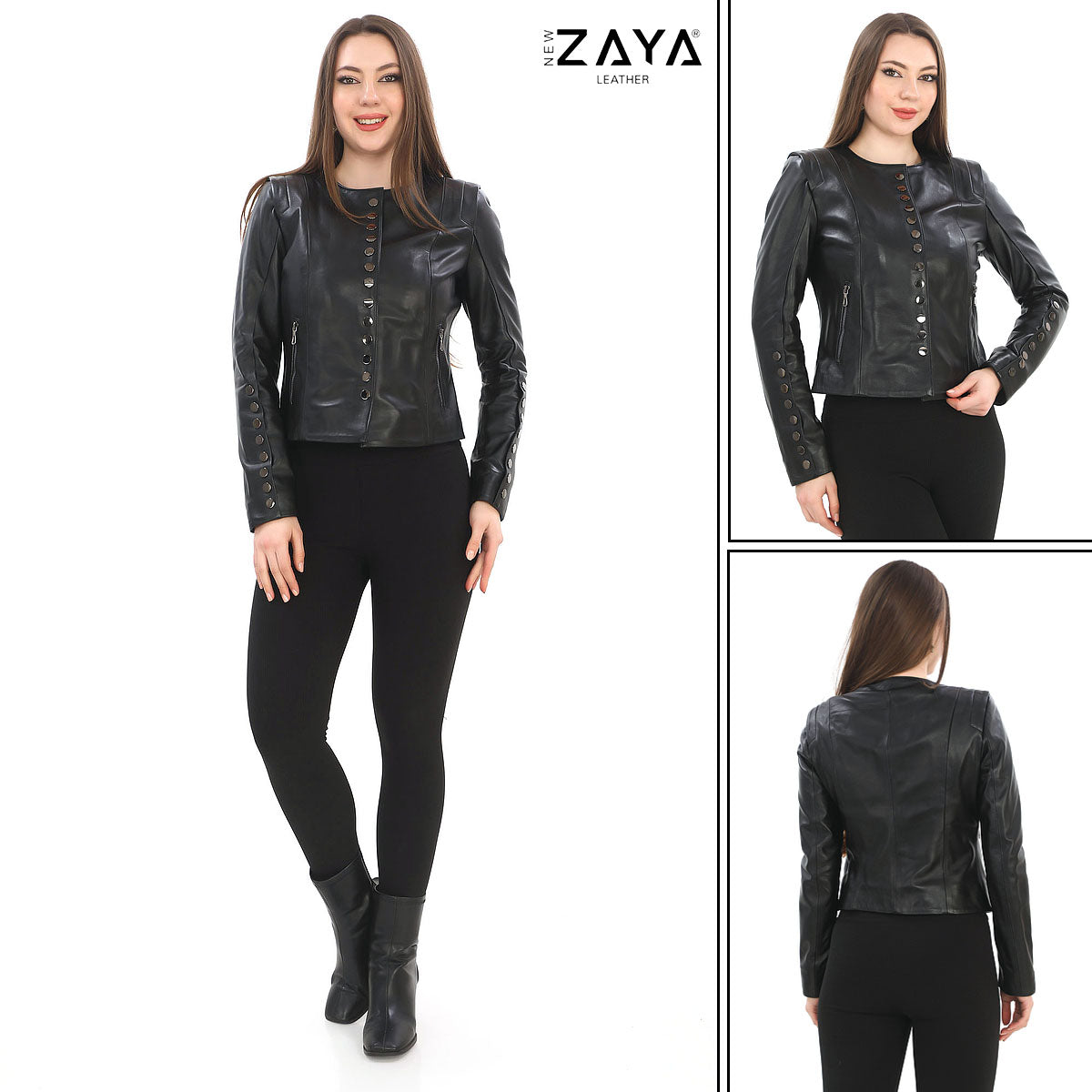 SELENE NOIR – Studded Black Leather Jacket