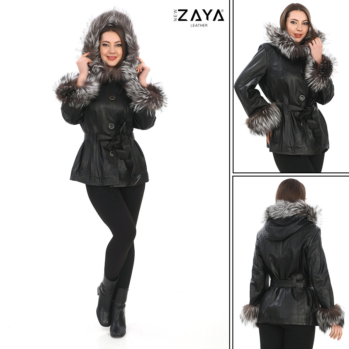 AURELIA SILVER FOX – Hooded Leather Coat