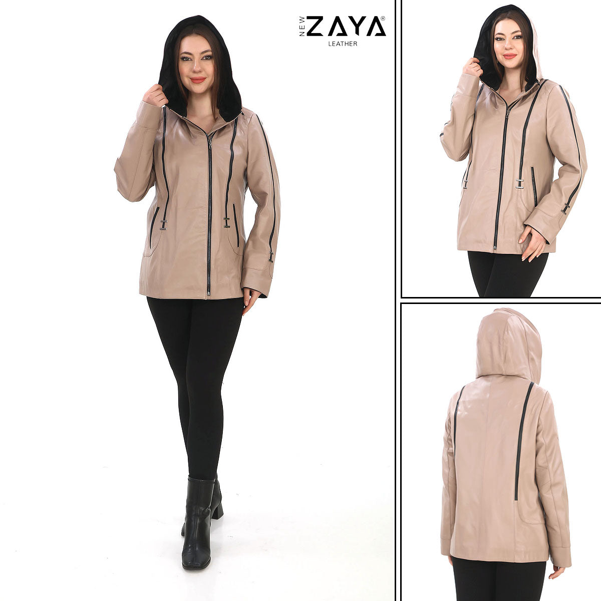 Taylor Beige Genuine Lambskin Leather Jacket