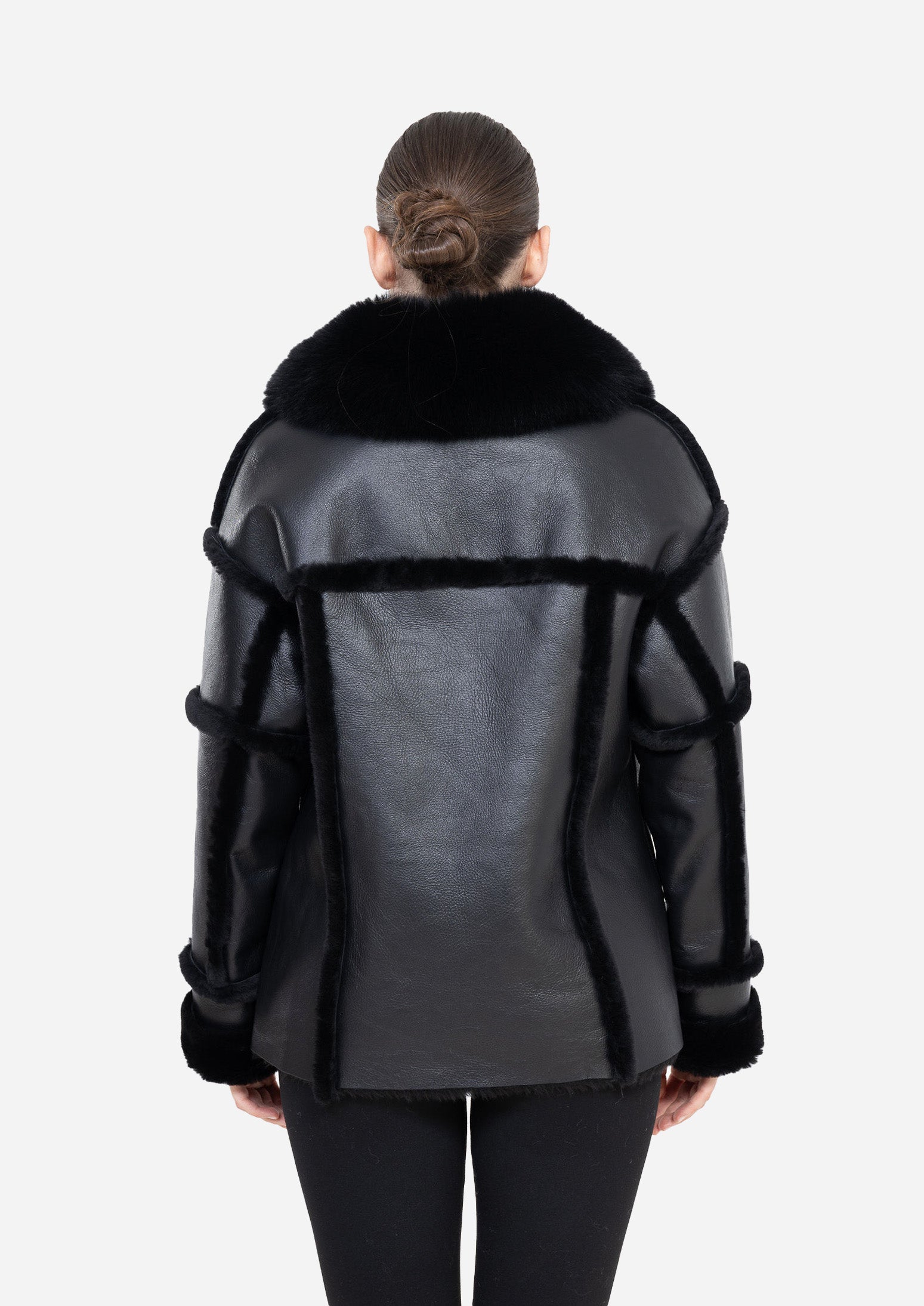 NOIR ÉCLAT – Black Shearling Leather Jacket Black