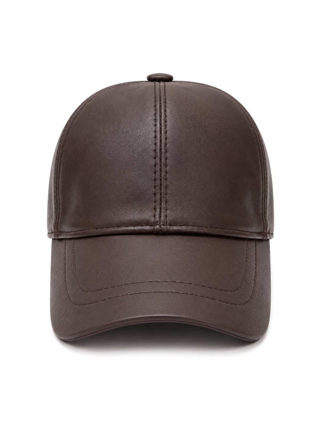 Dark Brown Genuine Leather Baseball Cap | Premium Adjustable Leather Hat