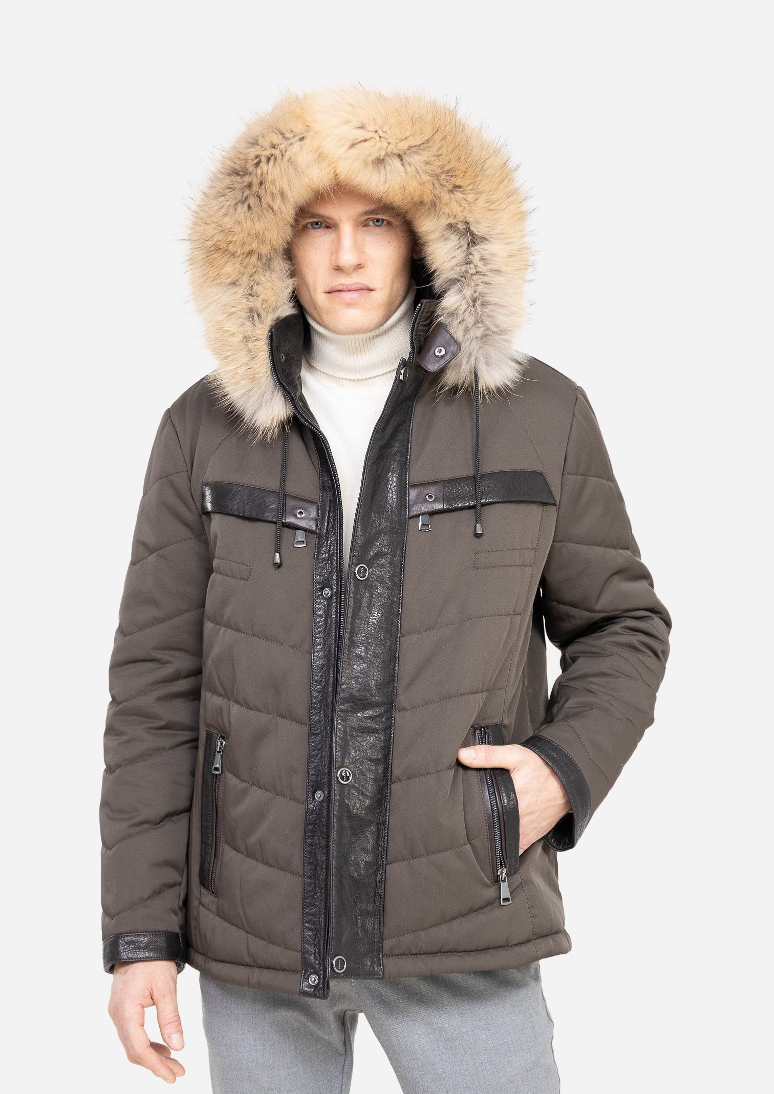 XLYON Khaki Fur Trim Winter Parka