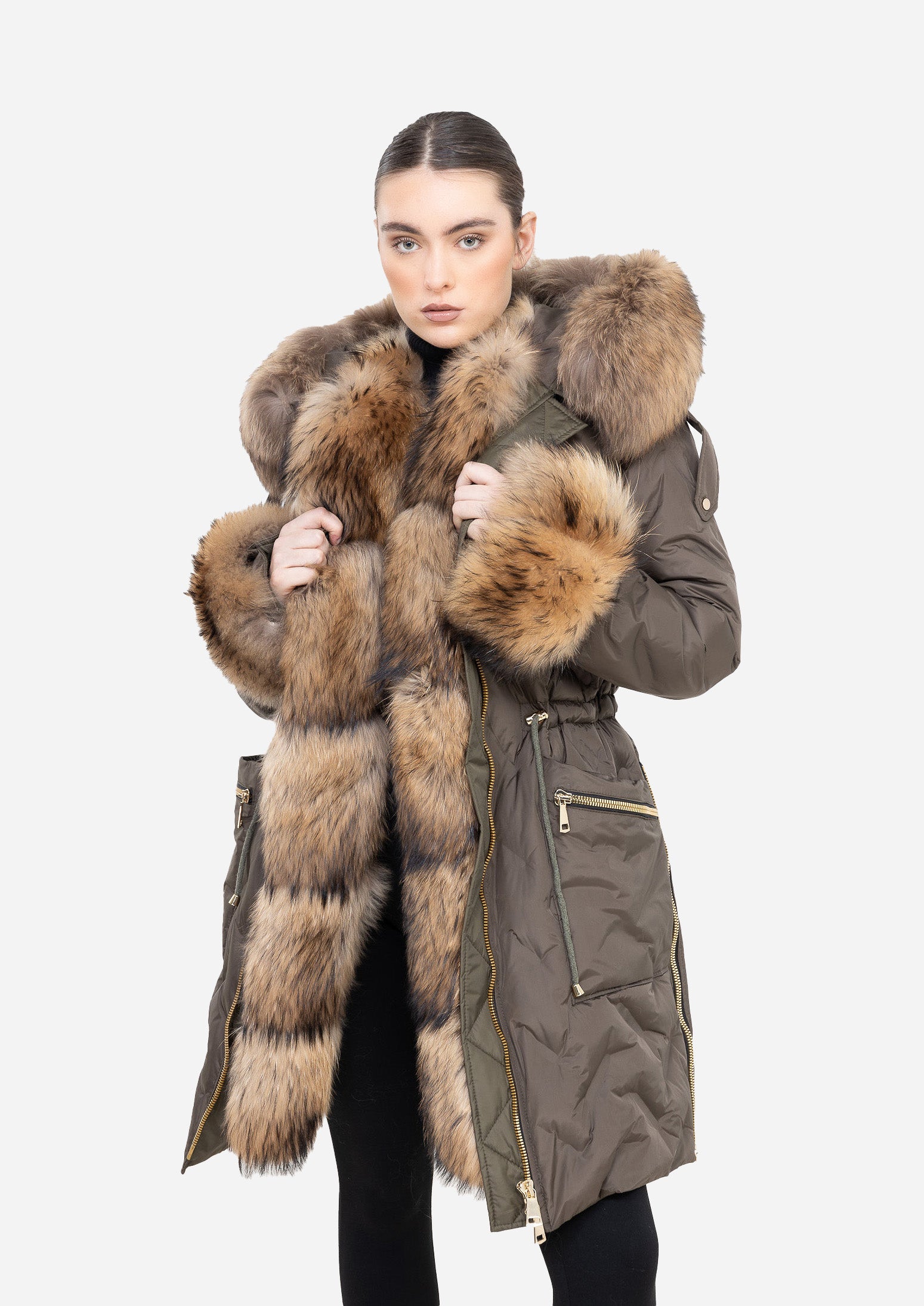 AURÉLIA OLIVE – Fox Fur Trim Down Parka