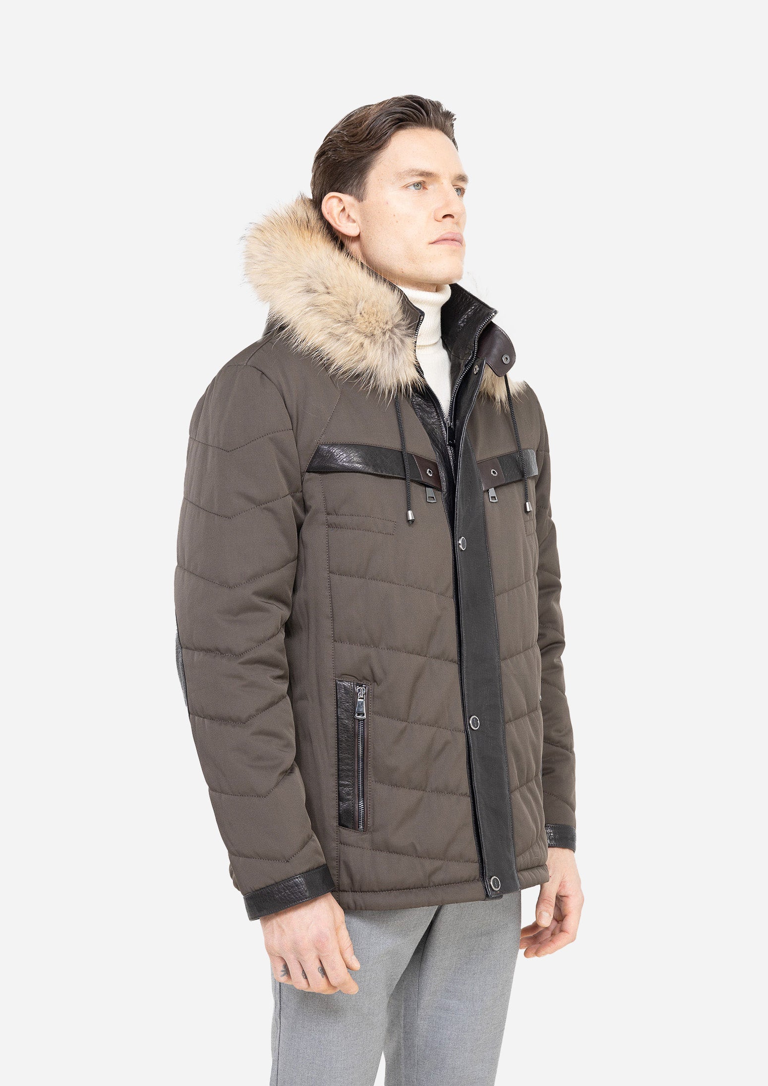 XLYON Khaki Fur Trim Winter Parka