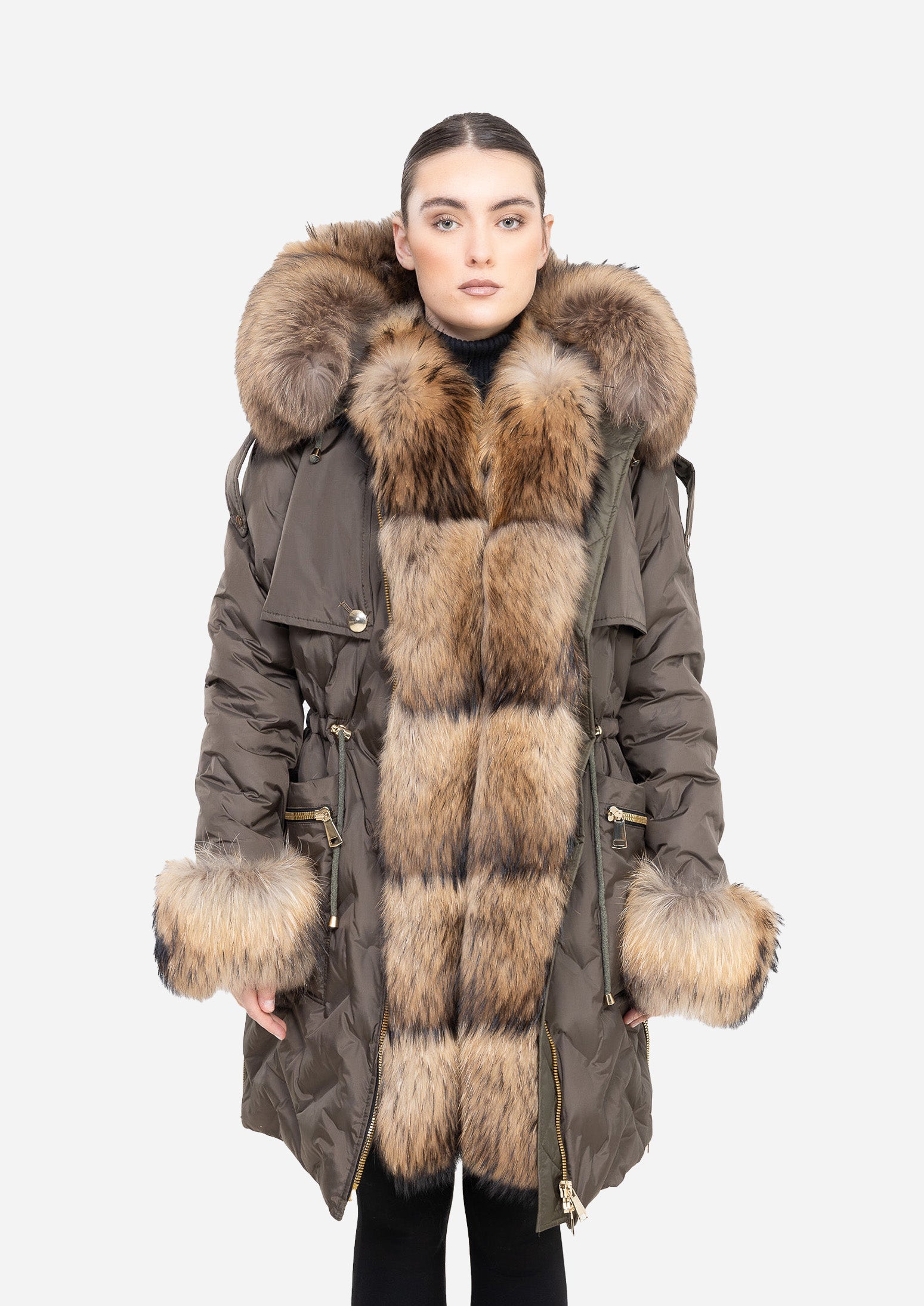 AURÉLIA OLIVE – Fox Fur Trim Down Parka