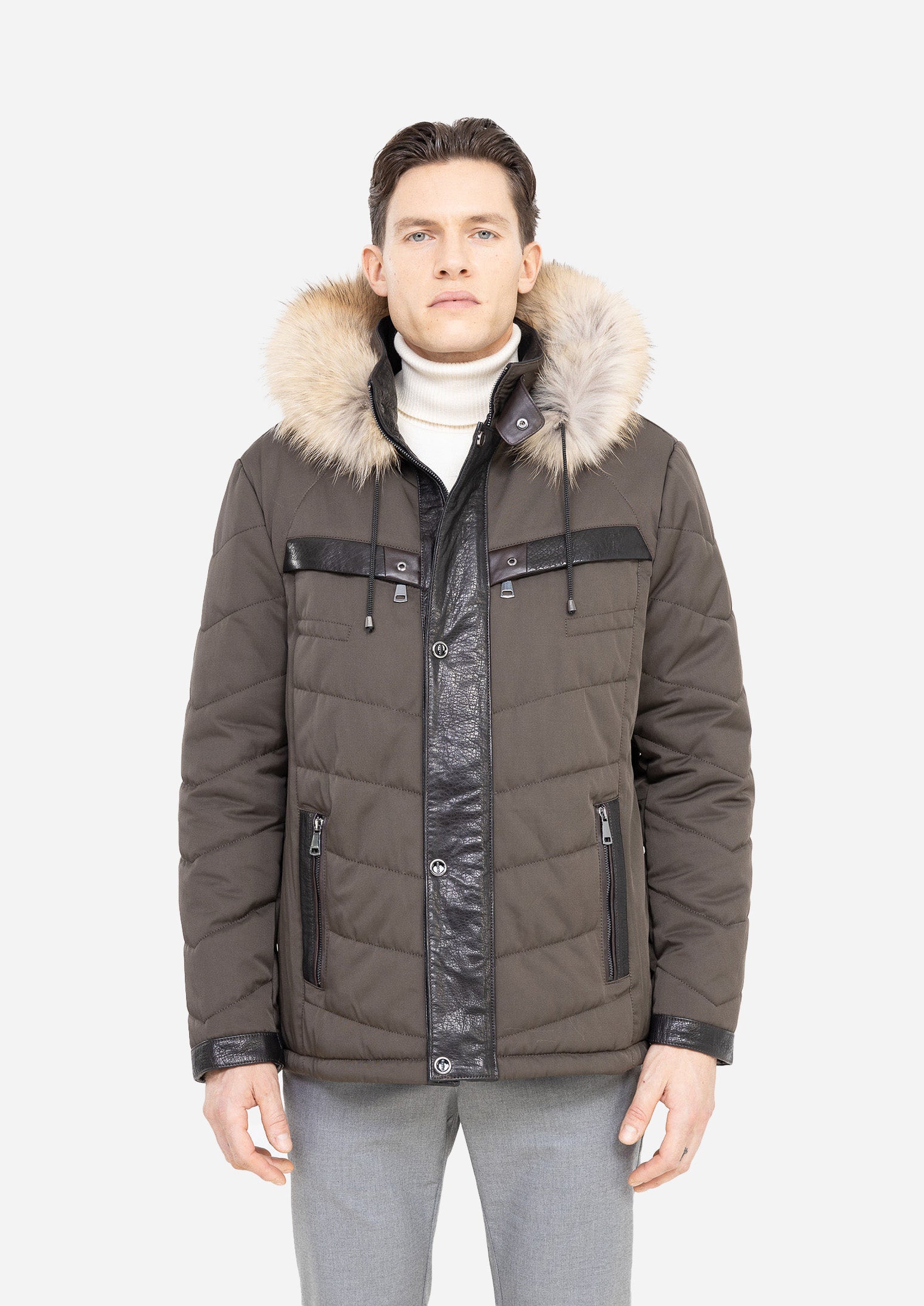 XLYON Khaki Fur Trim Winter Parka