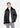Cortina Genuine Lambskin Black Leather Aviator Jacket with Authentic Fox Fur Trim