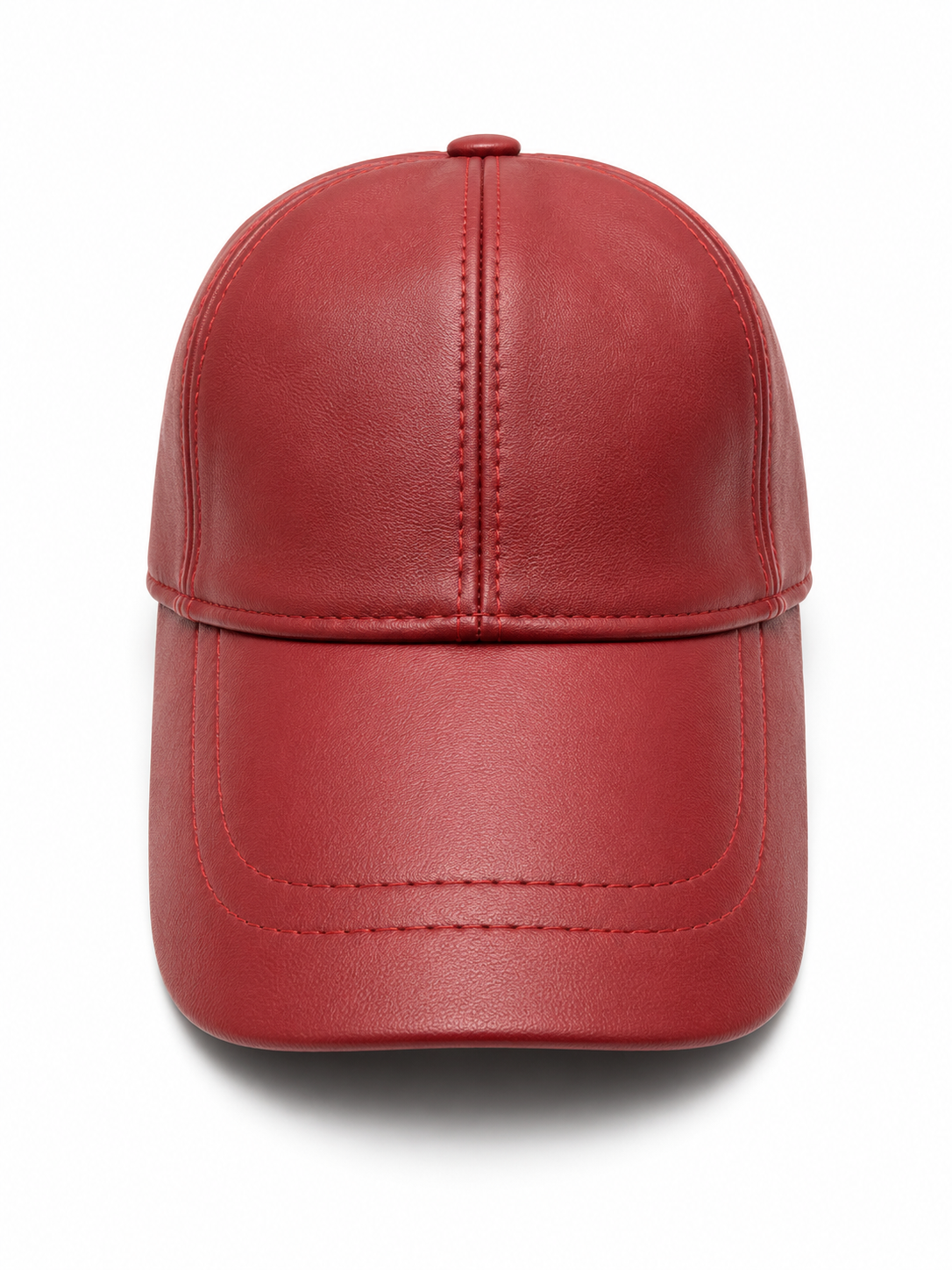 Cherry Red Genuine Leather Baseball Cap – Adjustable Unisex Leather Hat