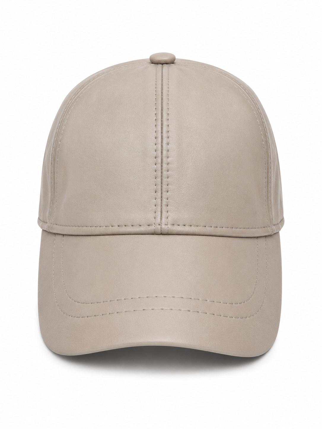 Ivory Beige Genuine Leather Baseball Cap – Adjustable Unisex Leather Hat