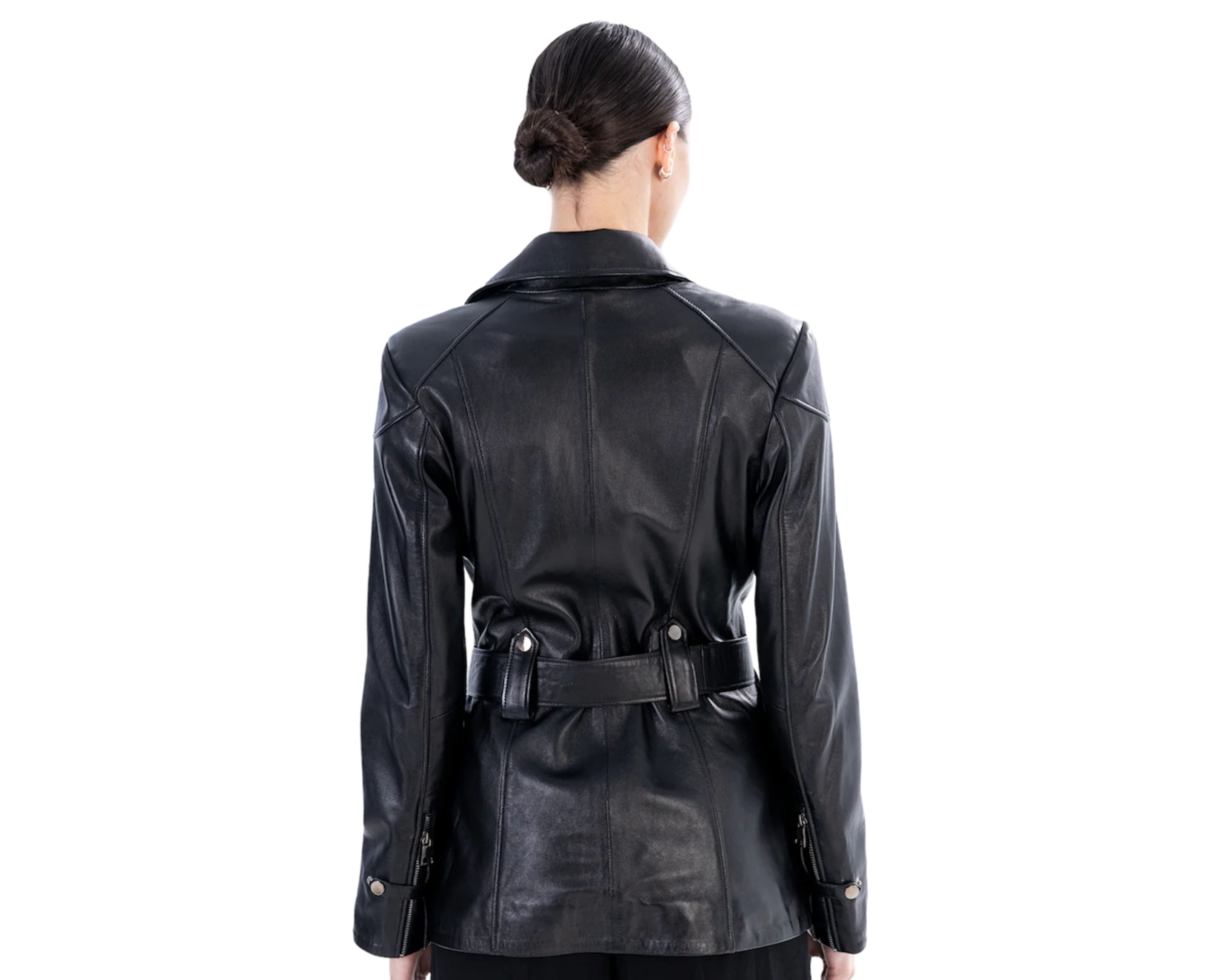 VÉRITÉ NOIR –  Black Belted Leather Trench Jacket Black