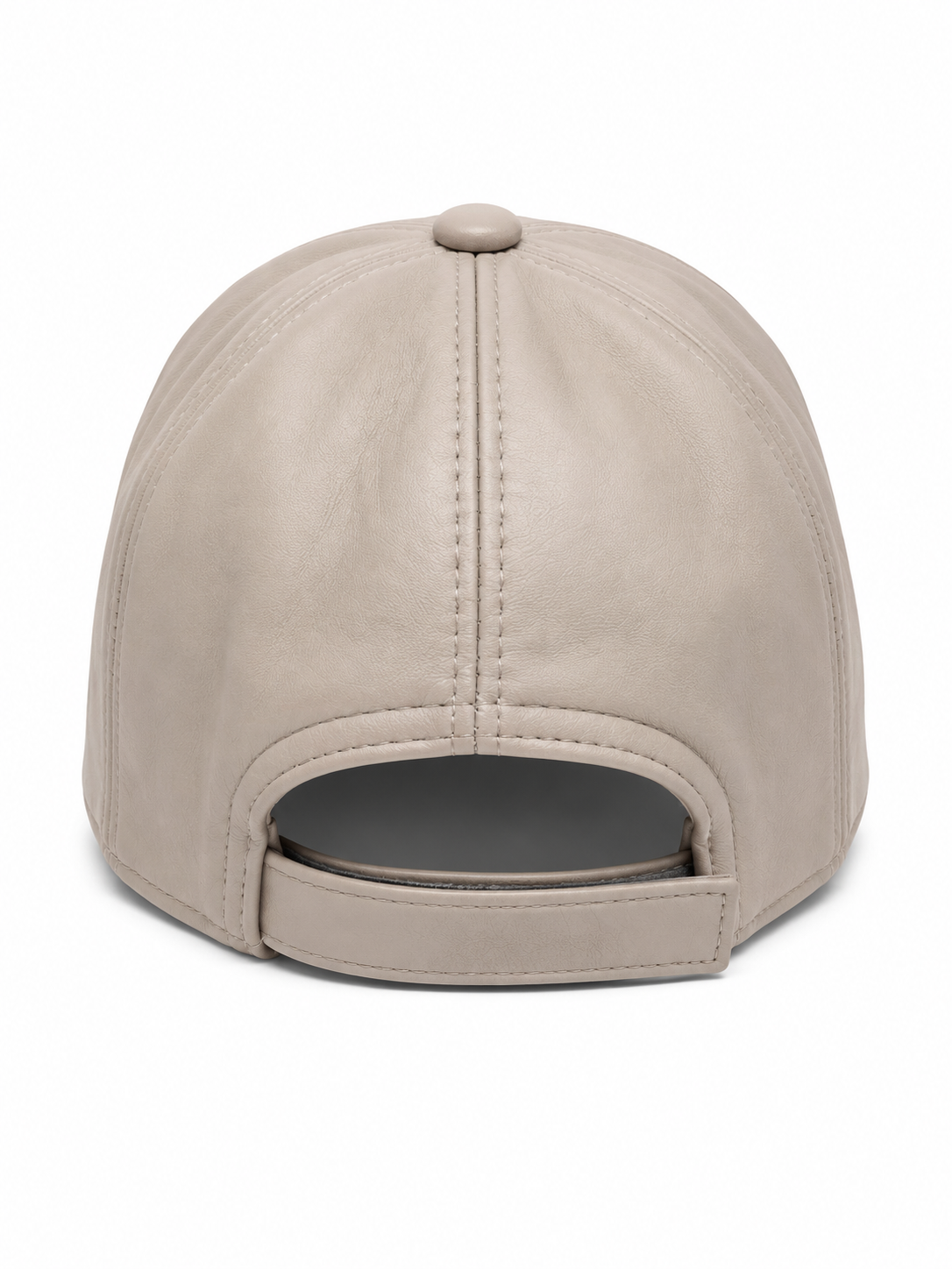 Ivory Beige Genuine Leather Baseball Cap – Adjustable Unisex Leather Hat