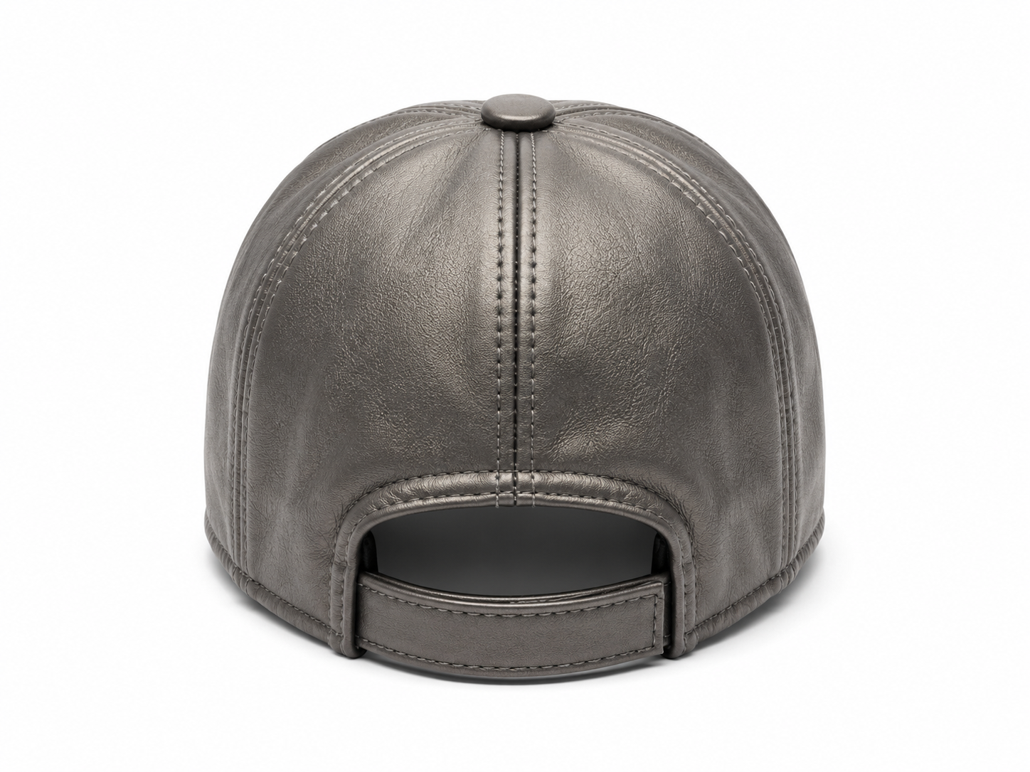 Grey Genuine Leather Baseball Cap