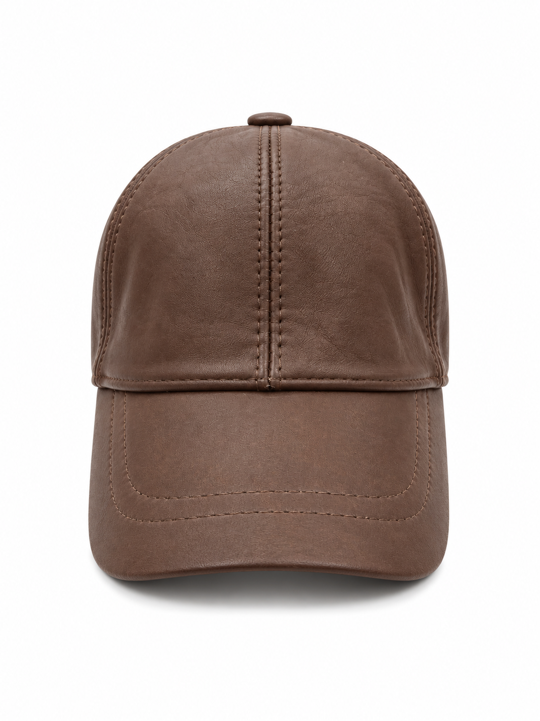 Cocoa Brown Genuine Leather Baseball Cap – Adjustable Unisex Leather Hat
