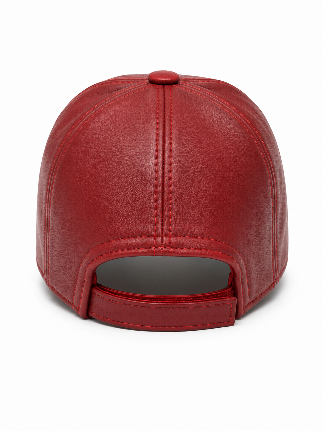 Cherry Red Genuine Leather Baseball Cap – Adjustable Unisex Leather Hat
