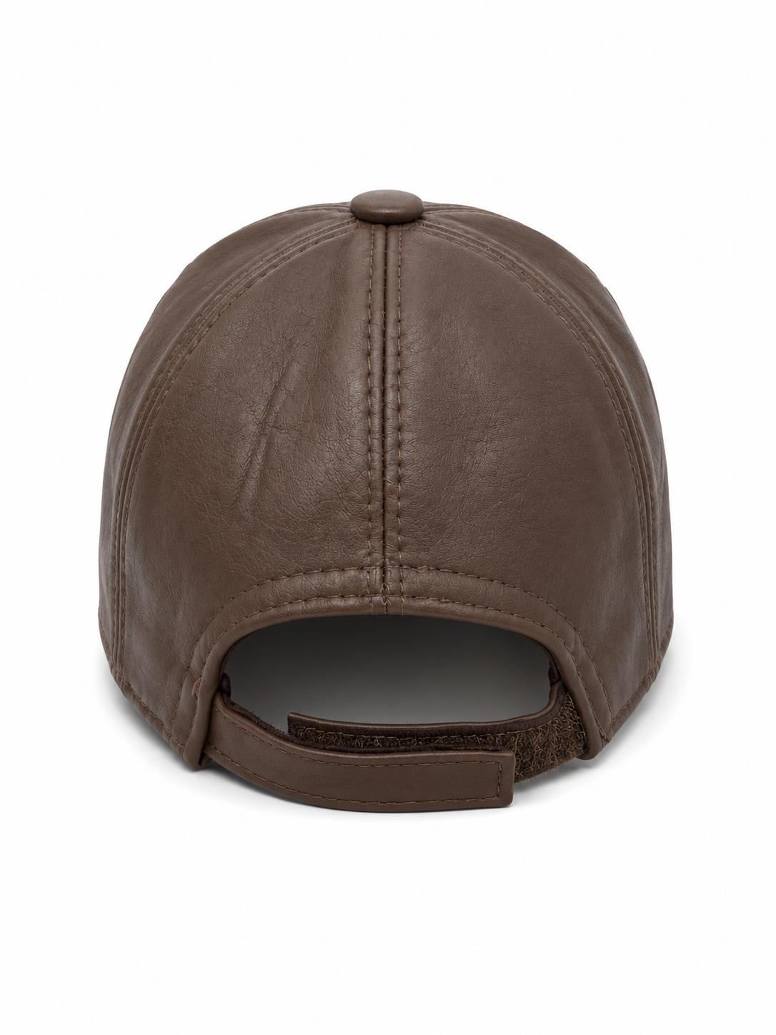 Cocoa Brown Genuine Leather Baseball Cap – Adjustable Unisex Leather Hat