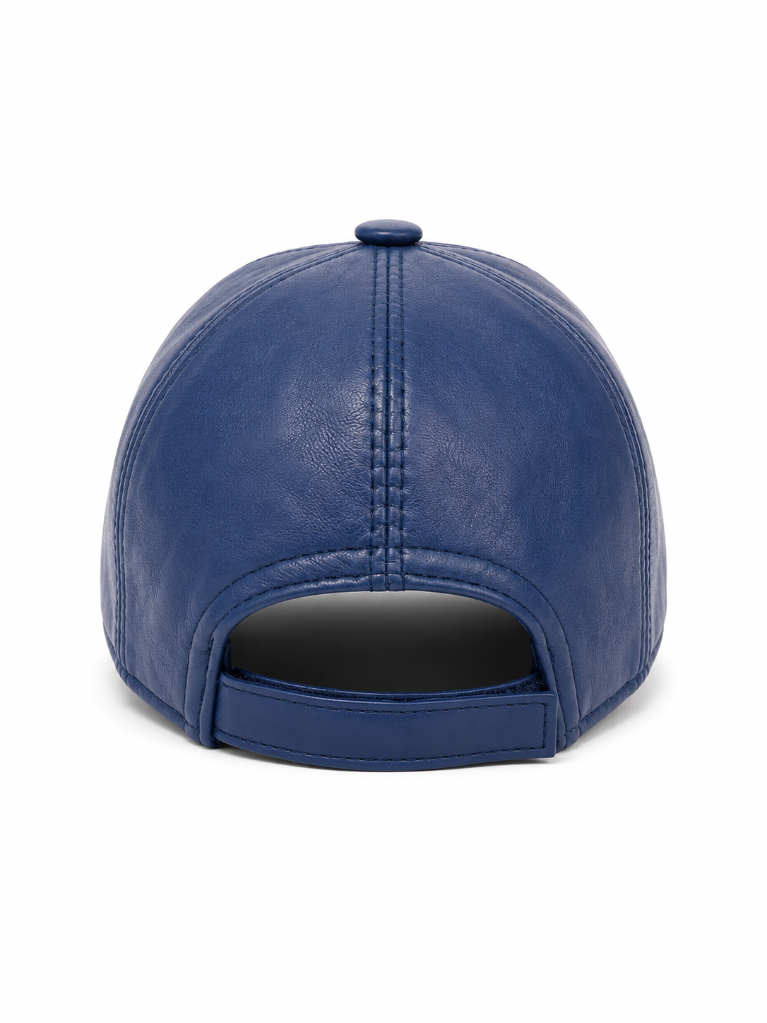 Genuine Leather Baseball Cap in Navy Blue – Unisex Adjustable Leather Hat