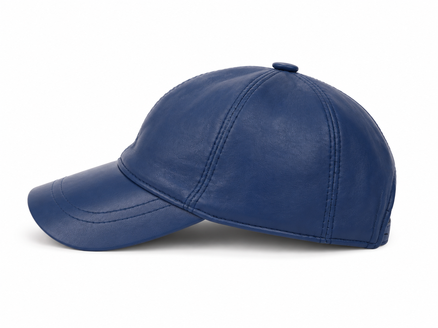Genuine Leather Baseball Cap in Navy Blue – Unisex Adjustable Leather Hat