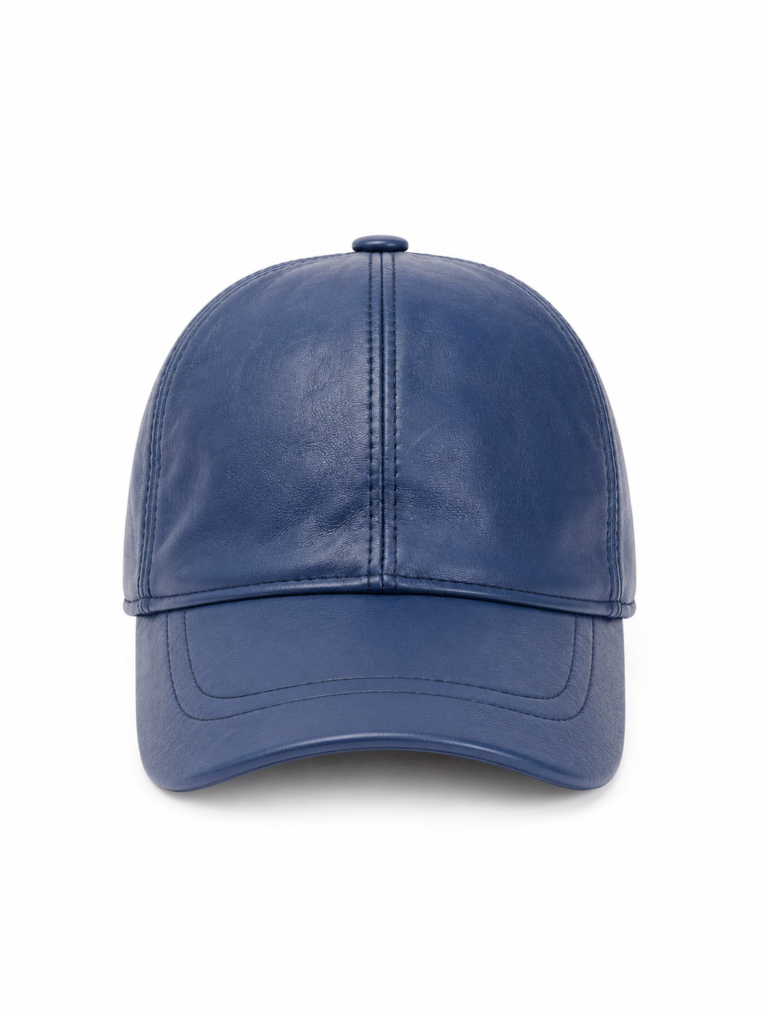 Genuine Leather Baseball Cap in Navy Blue – Unisex Adjustable Leather Hat