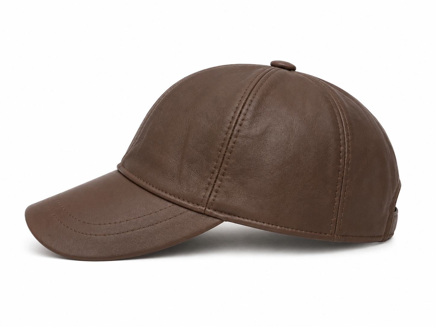 Cocoa Brown Genuine Leather Baseball Cap – Adjustable Unisex Leather Hat