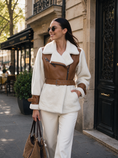VAREL Genuine Shearling Leather with Belt