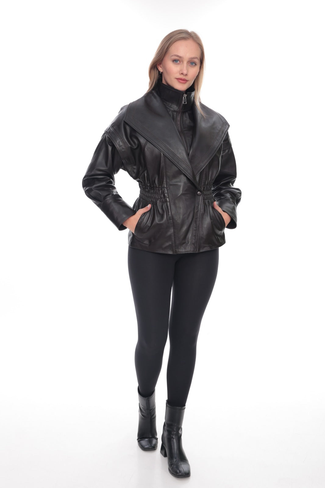 Zelvira Dark Brown Leather  Jacket