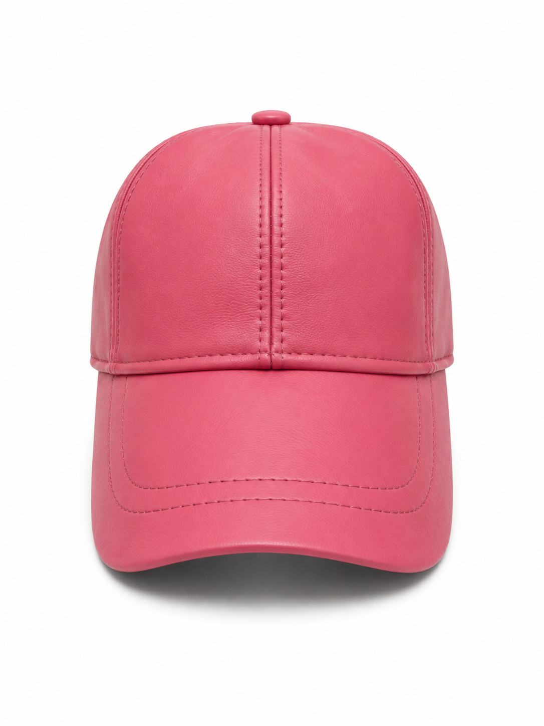 Genuine Leather Baseball Cap in Hot Pink – Unisex Adjustable Leather Hat