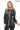 Venza Genuine Lambskin Black Hooded Leather Jacket with Contrast Asymmetric Stripes