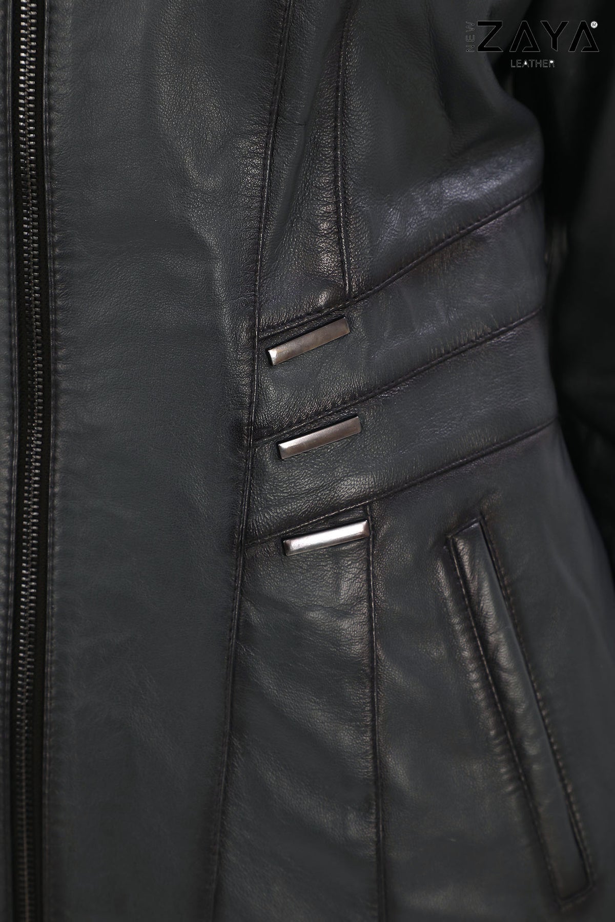 ELIVE ANTHRACITE Fur Hooded Leather Jacket