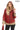LYRA BLUE GENUINE LEATHER HOUNDSTOOTH COMBINED HOODED JACKET Red