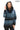 Aurevine Women’s Turquoise Genuine Leather Jacket with Knit Shawl Collar and Suede Contrast Panels
