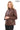 Hazel-Brown Stand Collar Genuine Leather Jacket