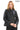 Hazel -Black Stand Collar Genuine Leather Jacket