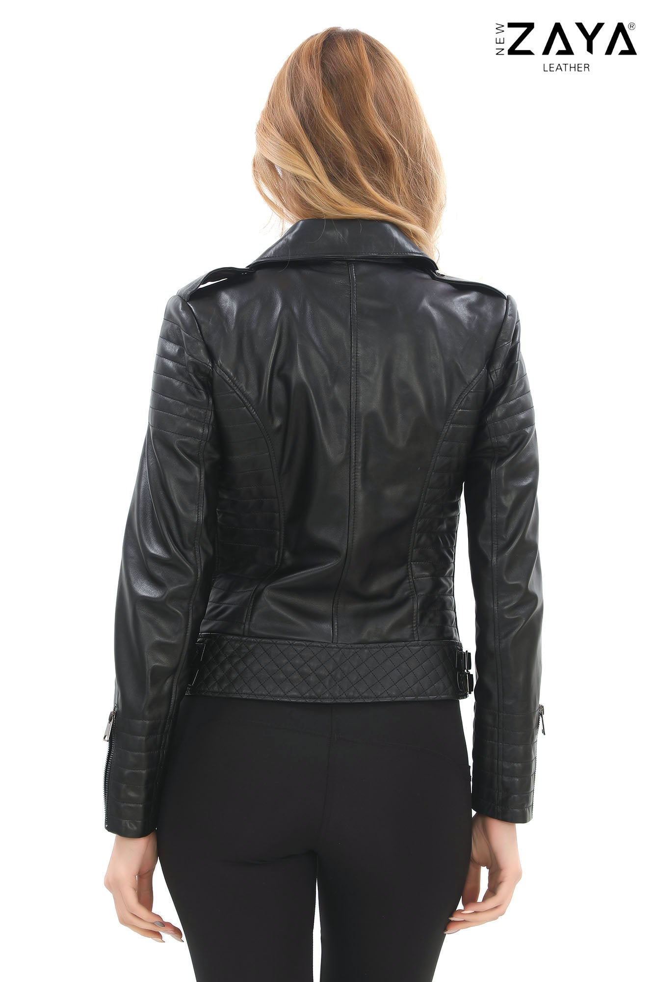 NOCTARA – Quilted Black Leather Biker Jacket