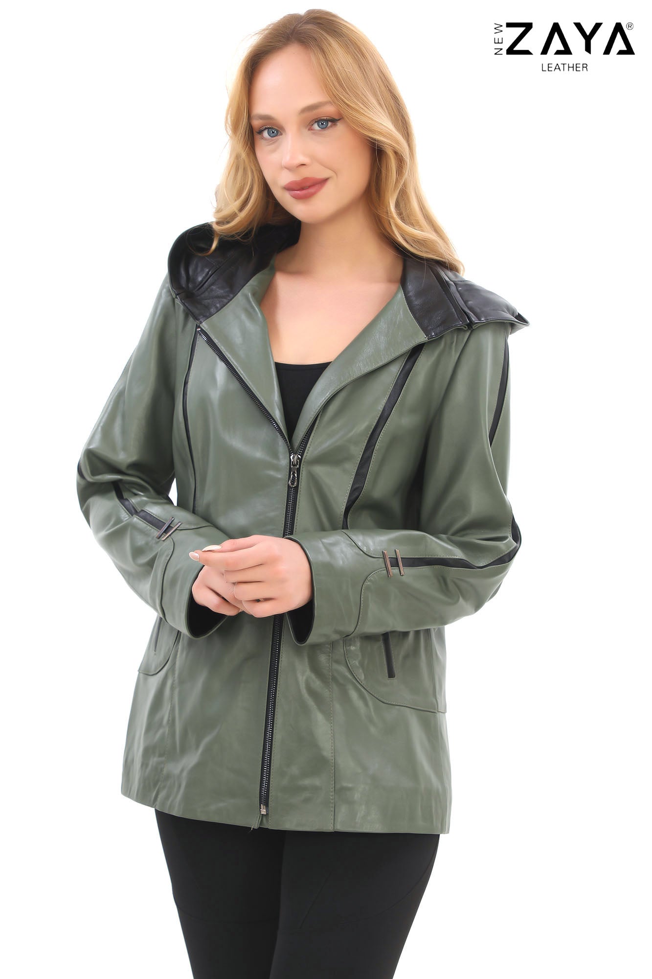 Taylor Khaki Genuine Lambskin Leather Jacket