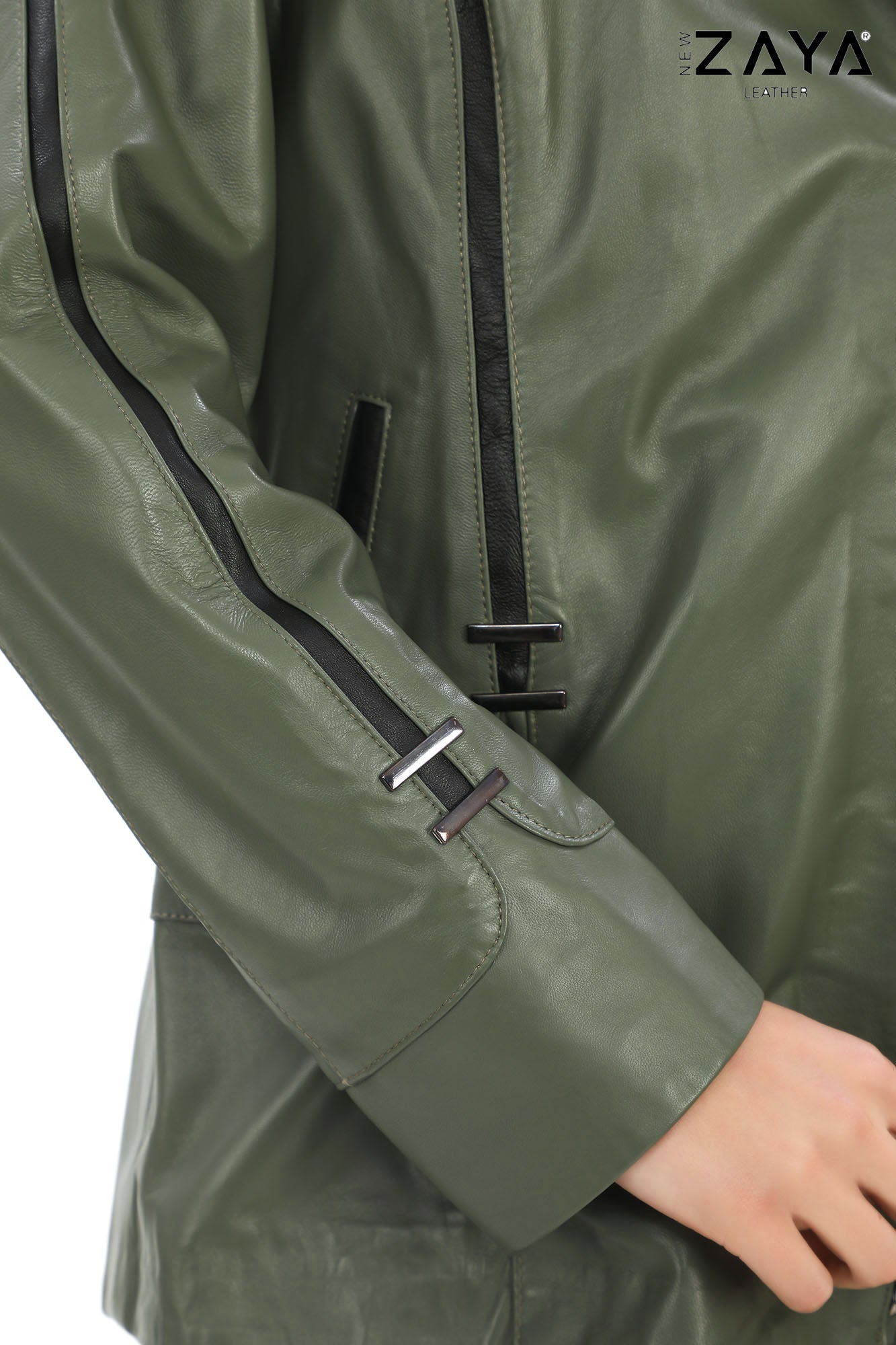 Taylor Khaki Genuine Lambskin Leather Jacket