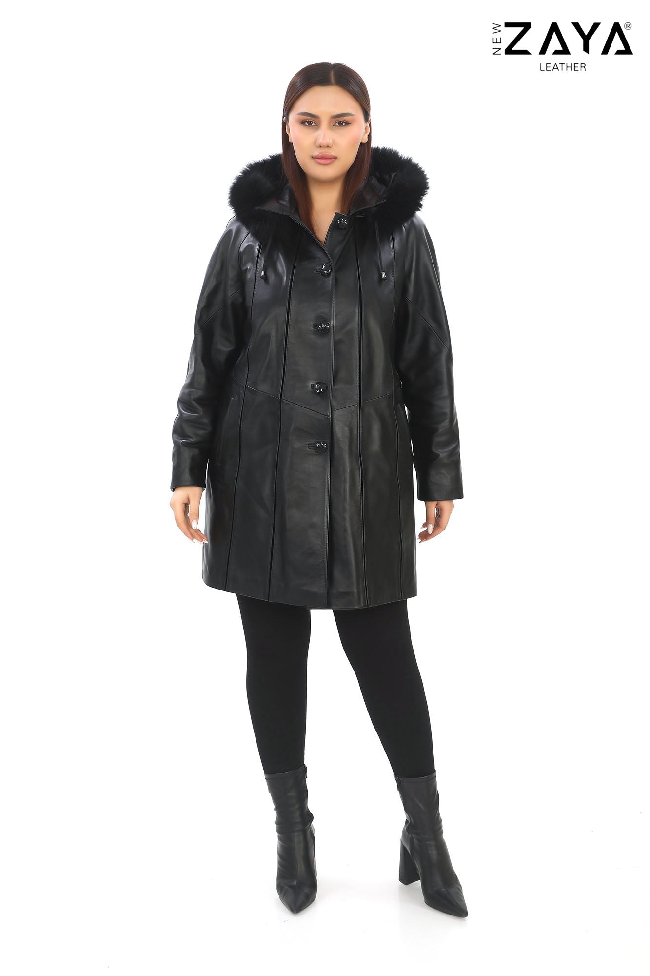 AURELIA NOIR – Fur Hooded Leather Trench