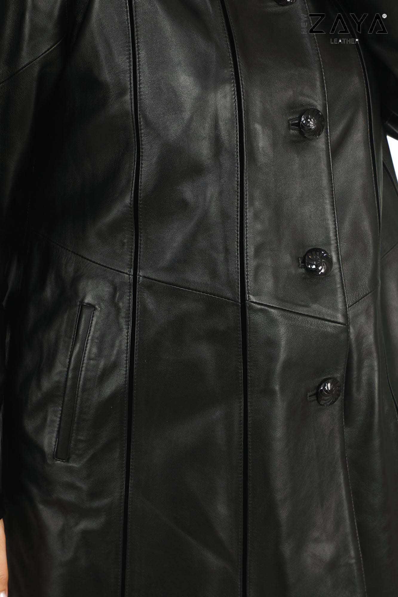 AURELIA NOIR – Fur Hooded Leather Trench