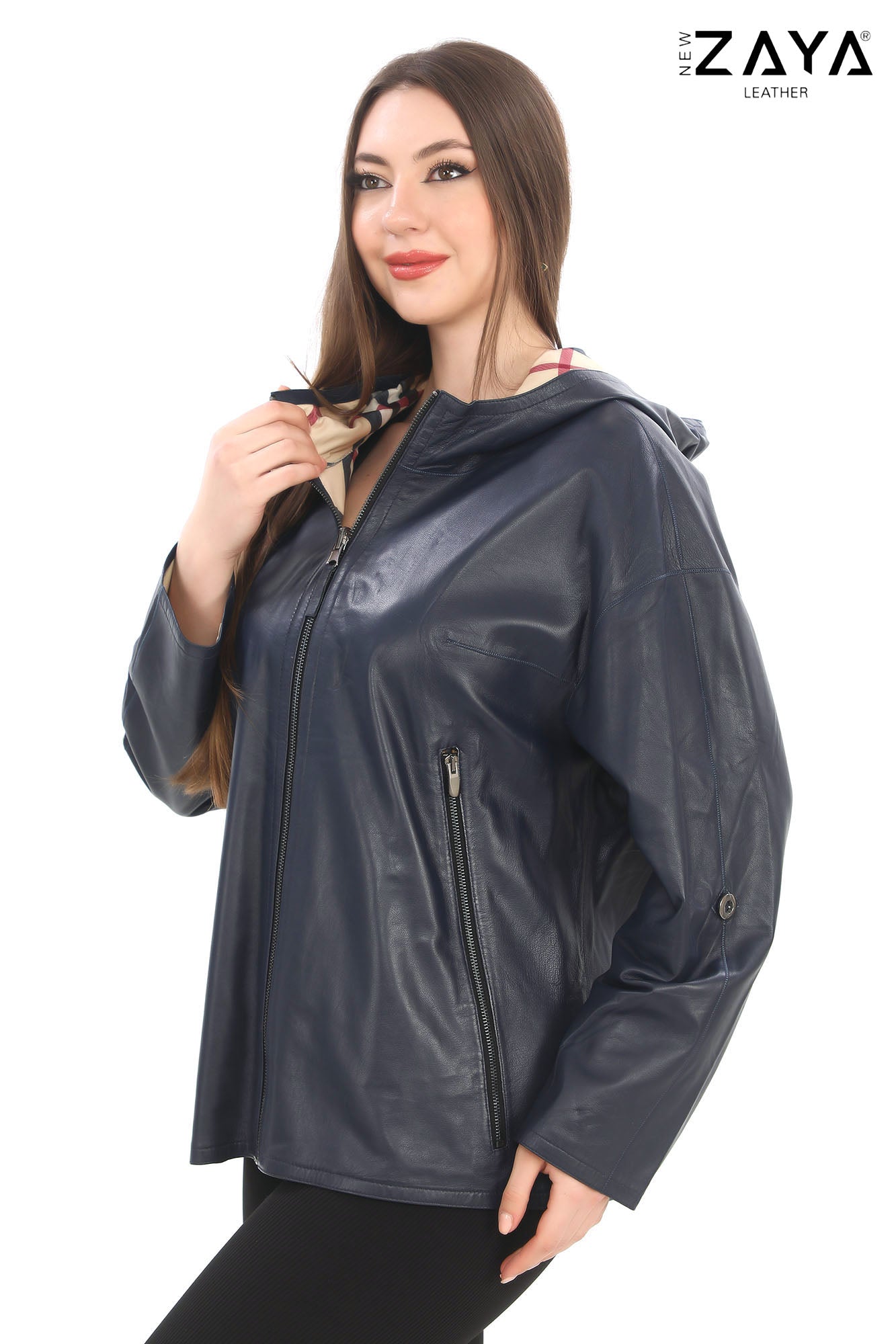 NAVY REVERSA – Reversible Navy Leather Jacket Navy Blue