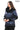 Aurevine Women’s Metallic Blue Genuine Leather Jacket with Knit Shawl Collar and Suede Contrast Panels